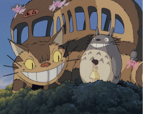 Image of catbus, totoro and satsuki