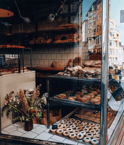 image of bakery products arranged infront of bakey